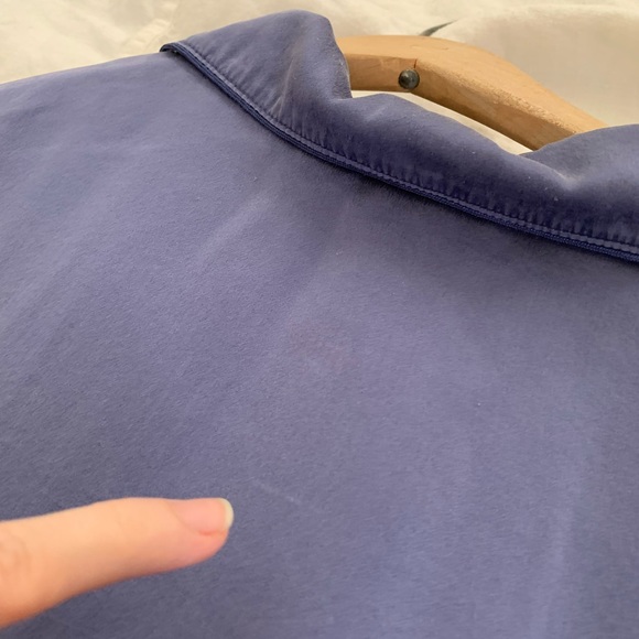 100% Silk Blue Button Down Jillian Jones Sleep Top Sz L - Picture 7 of 12